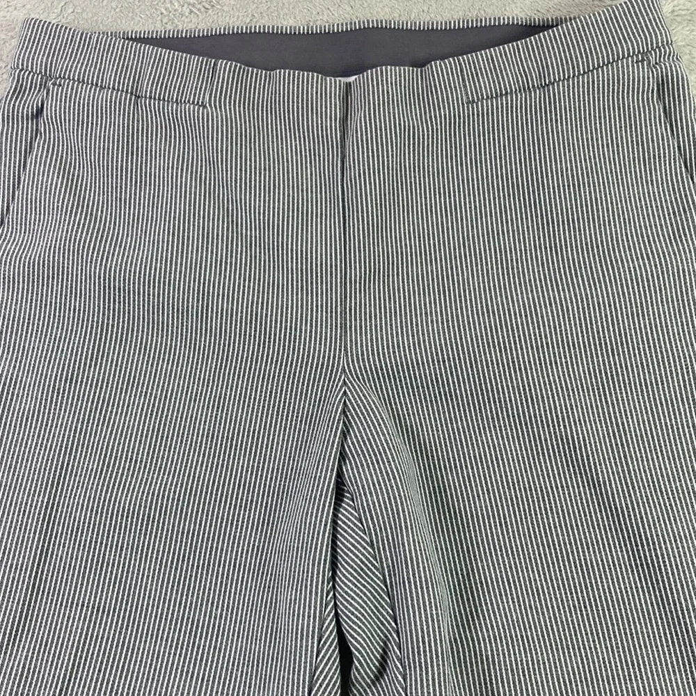 J Jill Pants Women Slim Ankle Size 12 Gray & White Elastic Waist Pockets
